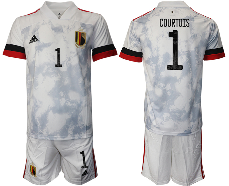 Men 2021 European Cup Belgium away white #1 Soccer Jersey->belgium jersey->Soccer Country Jersey